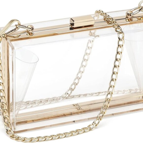Women Cute Clear Purse Acrylic Box Clutch Handbag, Transparent Crossbody Evening - Picture 1 of 6